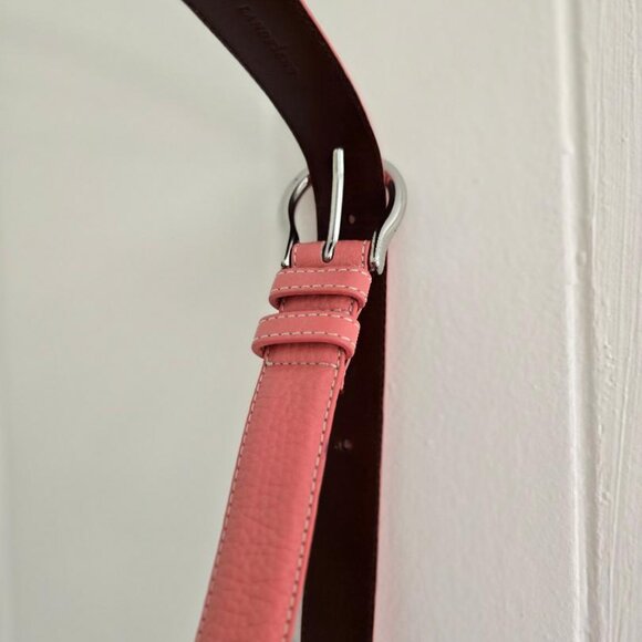 Land’s End Vintage Women’s genuine leather Belt in Peach w silver buckle Size 46 - Picture 4 of 8